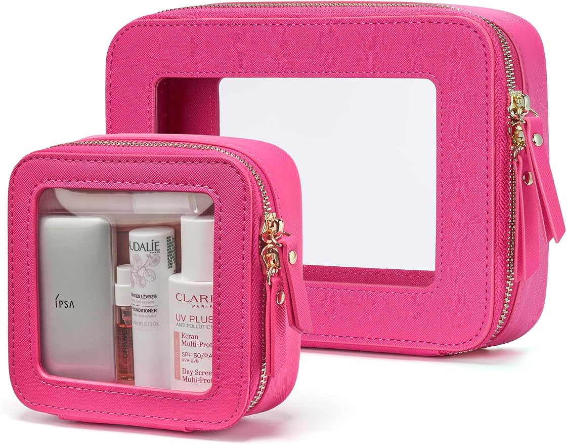 Popvibe Clear Makeup Bag Travel Cosmetic Case Transparent Toiletry Bag by POPVIBE