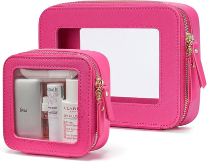 Popvibe Clear Makeup Bag Travel Cosmetic Case Transparent Toiletry Bag by POPVIBE