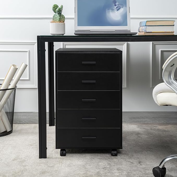 Naomi Home 5-Drawer Under Desk Rolling Storage Cart - Image 4