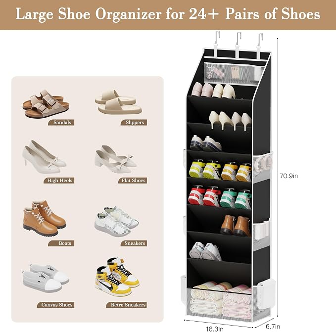 Criusia Shoe Organizer, Over the Door Shoe Organizer - Image 3