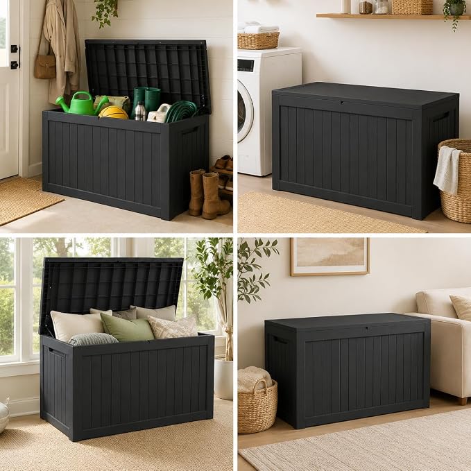 146 Gallon Deck Box, Waterproof Outdoor Storage Box, Lockable Resin Patio - Image 6