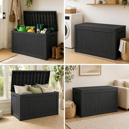 146 Gallon Deck Box, Waterproof Outdoor Storage Box, Lockable Resin Patio - Image 6