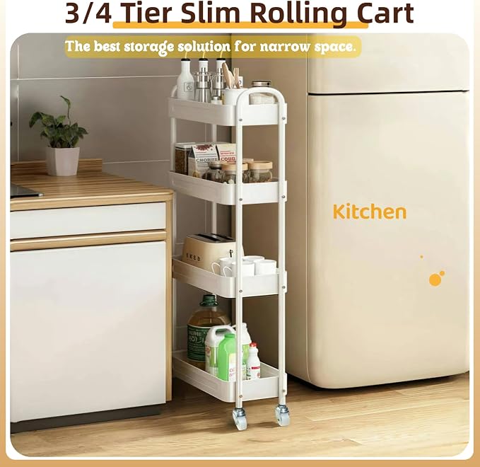 4 Tier Slim Kitchen Storage Cart - Image 2