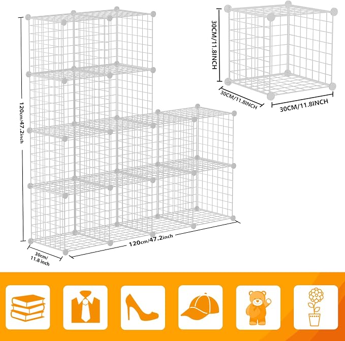 HUBSON Wire Cube Storage Organizer, Book/Toy/Craft/Potted Plants and petCloset - Image 3