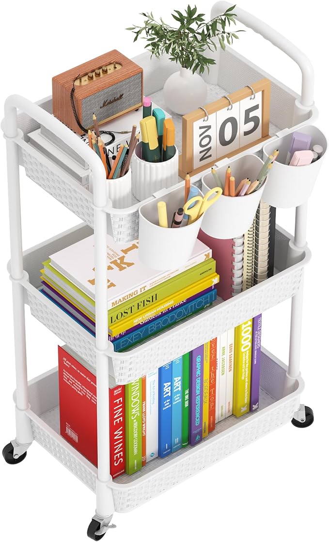 MOYIPIN 3-Tier Plastic Rolling Utility Cart by MOYIPIN