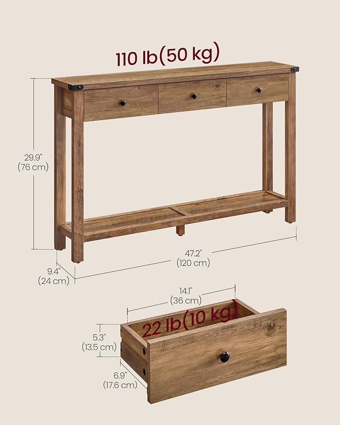 VASAGLE LIRY Collection Narrow Console Table - Image 3