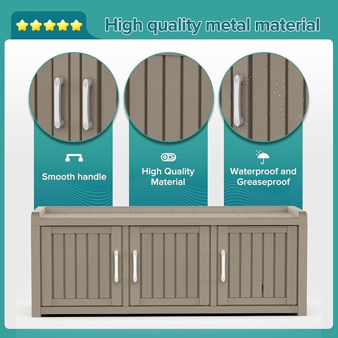 ROJIK Shoe Cabinet Waterproof UV-Resistant, Storage Bench Indoor Outdoor - Image 7