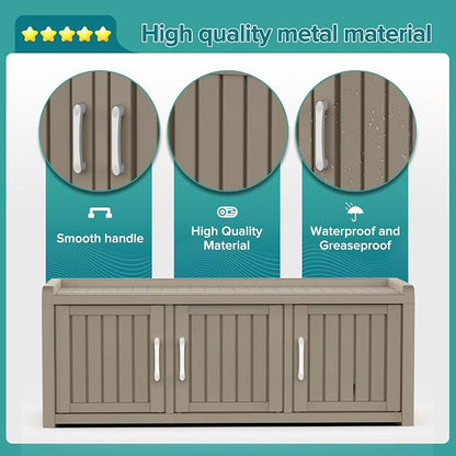ROJIK Shoe Cabinet Waterproof UV-Resistant, Storage Bench Indoor Outdoor - Image 7