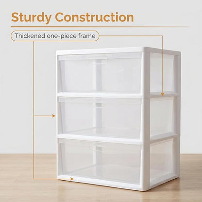 Wide 3 Drawer Tower, Plastic Storage Drawers - Image 3