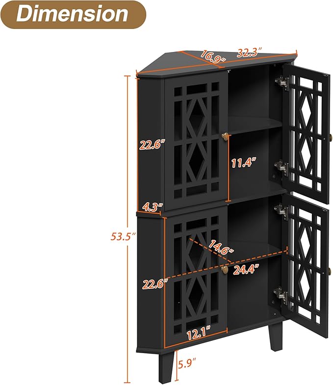 Scurrty Tall Corner Shelf Stand, Large Shelf Corner Table Sideboard Cabinet - Image 2