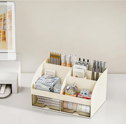 COMFYROOM Desk Organizer with 6 Compartments and 2 Drawers, Plastic Makeup - Image 5