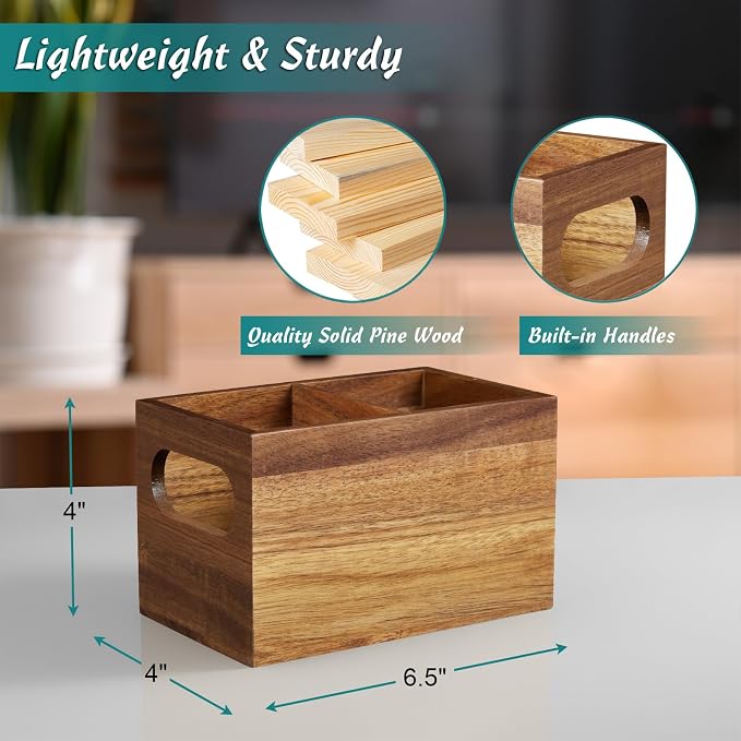 DRASTAR Remote Control Holder, Wood TV Remote Holder, Remote Storage Caddy - Image 3