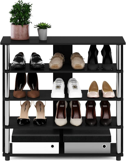 Furinno Turn-N-Tube 5 Tier Wide Shoe Rack, Stainless Steel Tubes - Image 4