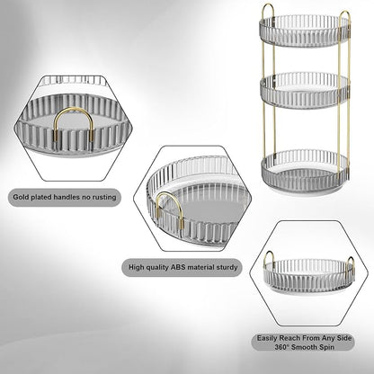 GTI 360°Rotating Makeup Organizer, 3 Tier Large Capacity Perfume Cosmetics - Image 5