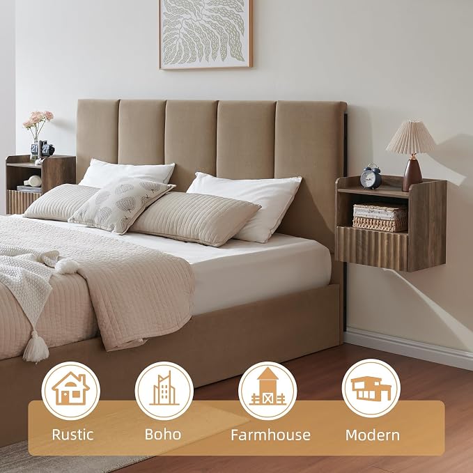 Modern Fluted Floating Nightstand Wall Mounted - Image 3