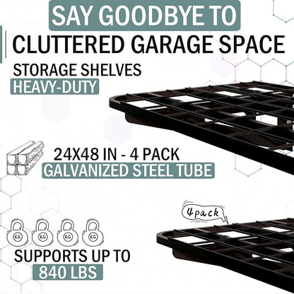 4-Pack 2x4ft Garage Wall Shelving, 4 Shelf Total 16 ft Garage Shelving Wall - Image 3