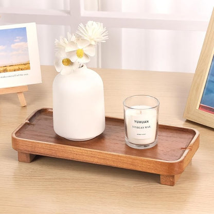 Wood Riser Small Decorative Tray Sink Soap Dish, Vanity Tray Pedestal Stand 10 - Image 4