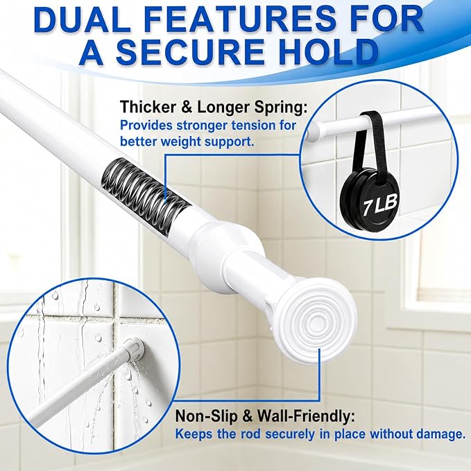 2 Pack Small Tension Curtain Rod, Short Adjustable Extendable | Spring Loaded - Image 5