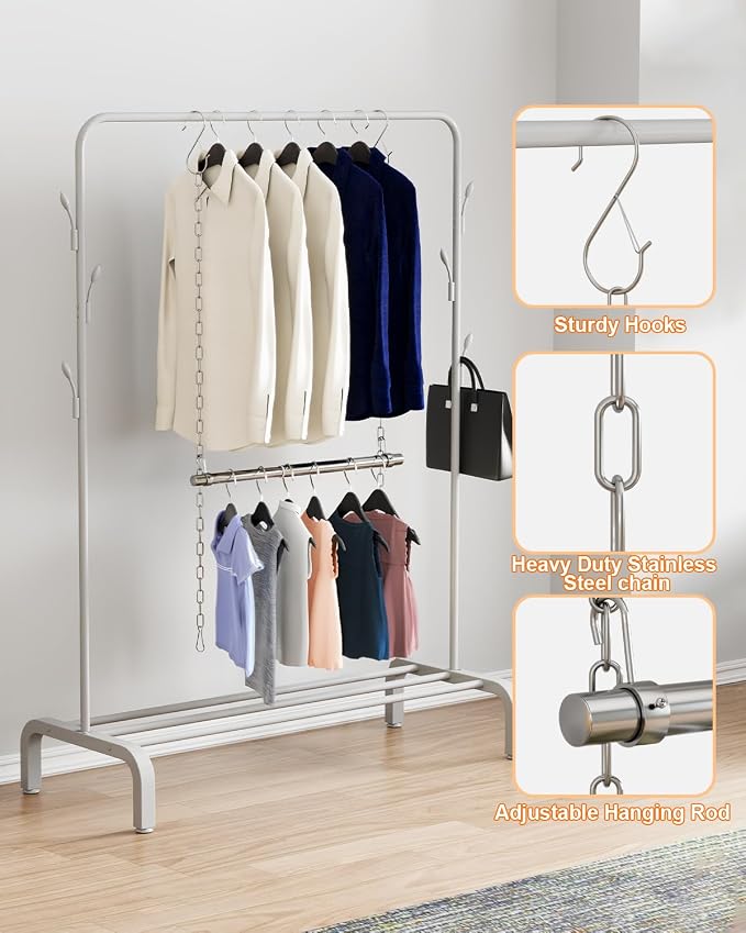Hanging Closet Rod, Adjustable Width and Height Closet Rods Extender, 17-40inch - Image 7