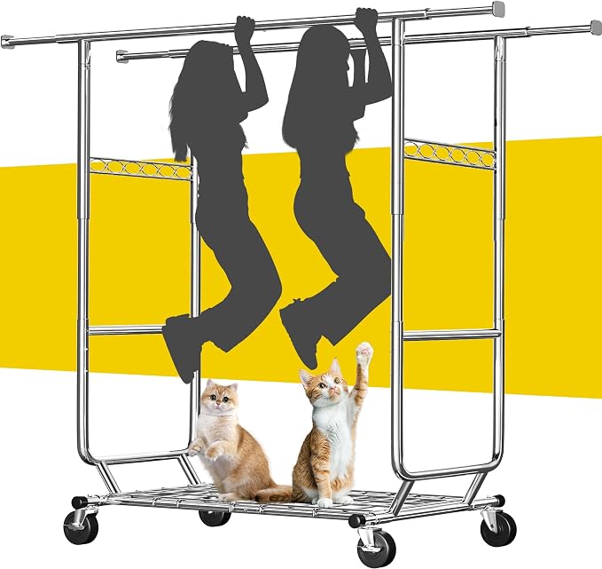 Raybee Clothes Rack Load 630LBS, Heavy Duty Clothes Rack, Rolling Clothing Racks by Raybee