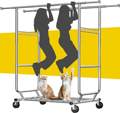 Raybee Clothes Rack Load 630LBS, Heavy Duty Clothes Rack, Rolling Clothing Racks by Raybee