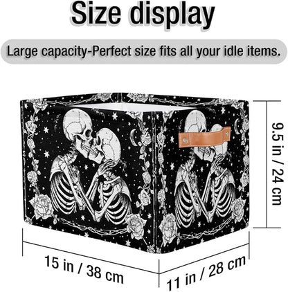Pardick Halloween Skull Skeleton Goth Basket Storage Bins Large Fabric Toys - Image 4
