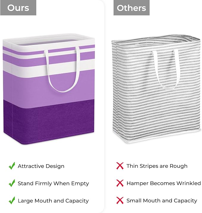 HomeHacks 2 Pack Large Laundry Baskets, Waterproof, Freestanding Laundry Hampers - Image 3