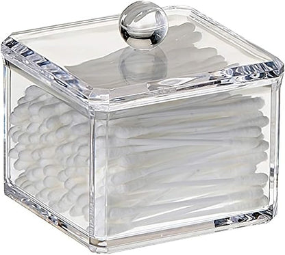Stackable Square Acrylic Cotton Ball Holder Q-tip Holder Bathroom Swab Dispenser by Unknown