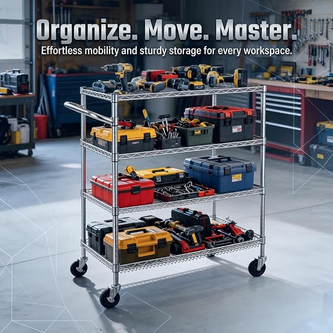 Finnhomy 4 Tier Heavy Duty Commercial Grade Rolling Cart - Image 5