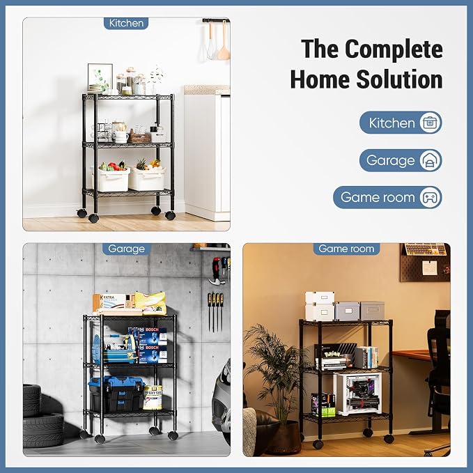 DUMOS 3-Tier Metal Storage Shelves, Adjustable Shelving Unit, Standing Closet - Image 9