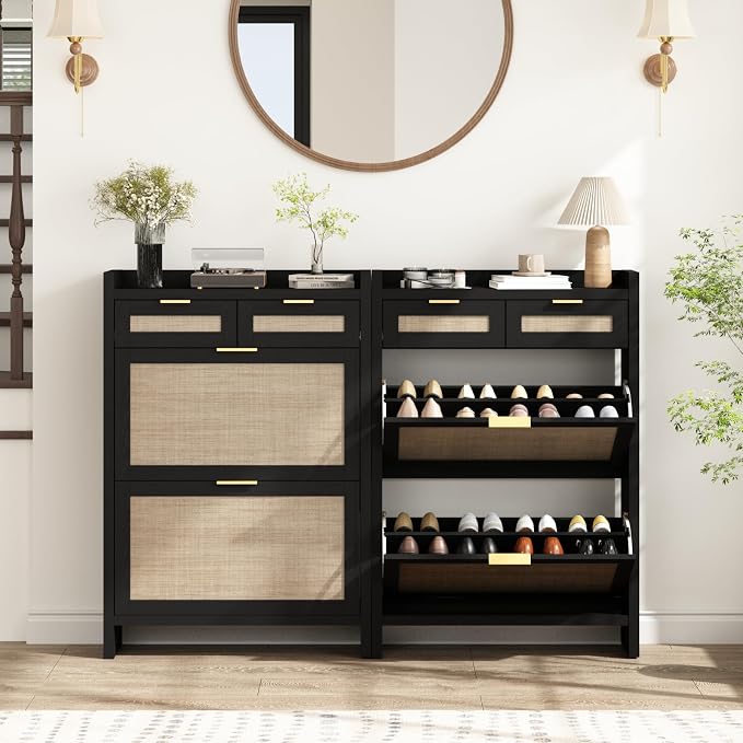 HOKYHOKY Rattan Shoe Storage Cabinet - Image 4
