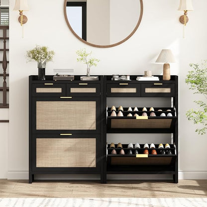 HOKYHOKY Rattan Shoe Storage Cabinet - Image 4