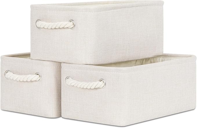 Bidtakay Small Storage Bins for Shelves 3 Pack Fabric Storage Baskets for by BidtakayBaskets