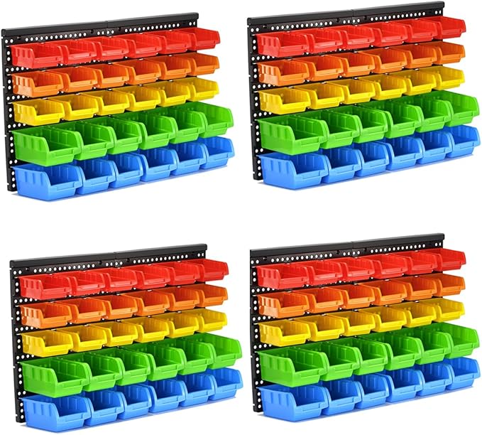 5 Colors Wall Mounted Storage Bins kit, Tool Organizer Bins Parts Rack by VEOFEMLEA