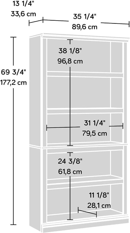Sauder 5 Tier Book Shelf Wooden Bookcase Multipurpose Bookshelf - Image 3