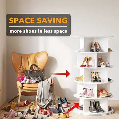 SpaceAid Cross Style 5-Tier Rotating Shoe Organizer, Spinning Shoe Rack Tower - Image 3