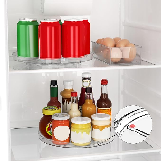 2 Pack Lazy Susan Organizer Turntable, Round Non-Skid Refrigerator Lazy Susan - Image 5