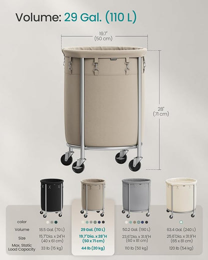 SONGMICS Laundry Basket, Rolling Steel Frame - Image 6