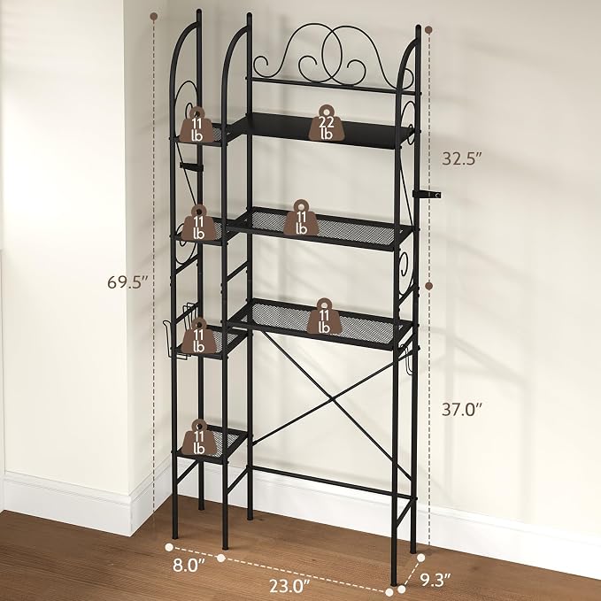 7-Tier Over the Toilet Storage Rack, Heavy-Duty Metal Bathroom Organizer - Image 2