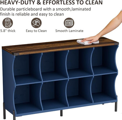 8 Cube Storage Shelf Organizer, Low Book Shelf Bookcase Entryway Table - Image 4