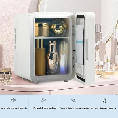 Mini Fridge with Mirror Door & Adjustable LED Lights - 8L Cosmetic Skincare - Image 3