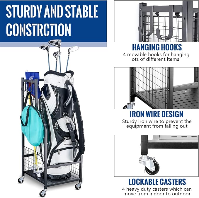 Mythinglogic Golf Storage Garage Organizer, Golf Bag Storage Stand and Other - Image 2