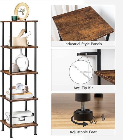 HOOBRO 5-Tier Corner Shelf Stand, Corner Square Rack Display Shelf, Tall - Image 6