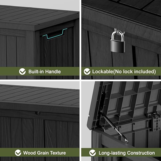 150 Gallon Waterproof Outdoor Storage Box, Resin Deck Box, Lockable Outside - Image 6