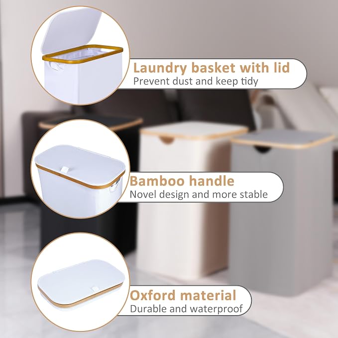 iEGrow 60L Slim Laundry Hamper, Narrow Laundry Basket - Image 5