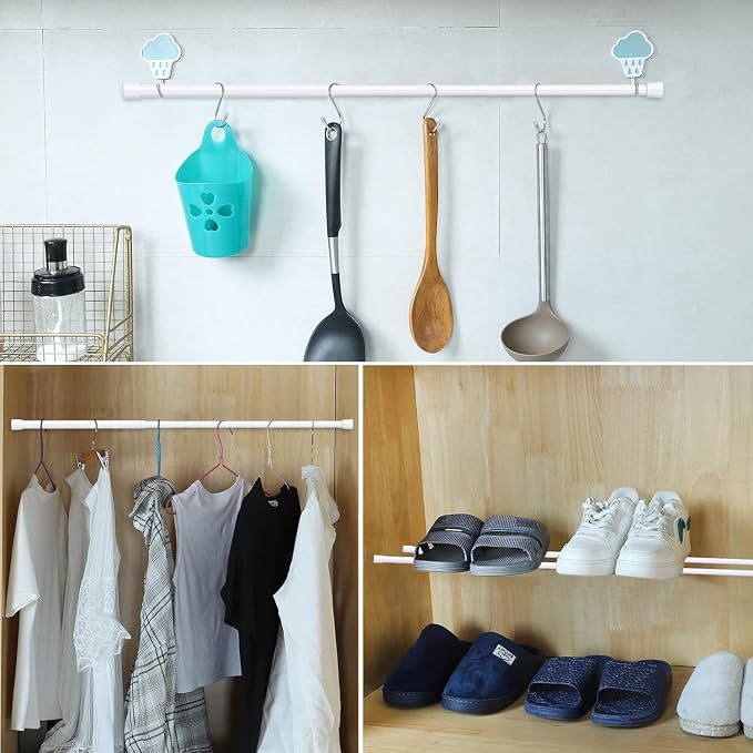 AIZESI Spring Tension Rods Adjustable Tension Curtain Rod Small Tension Rod No - Image 5