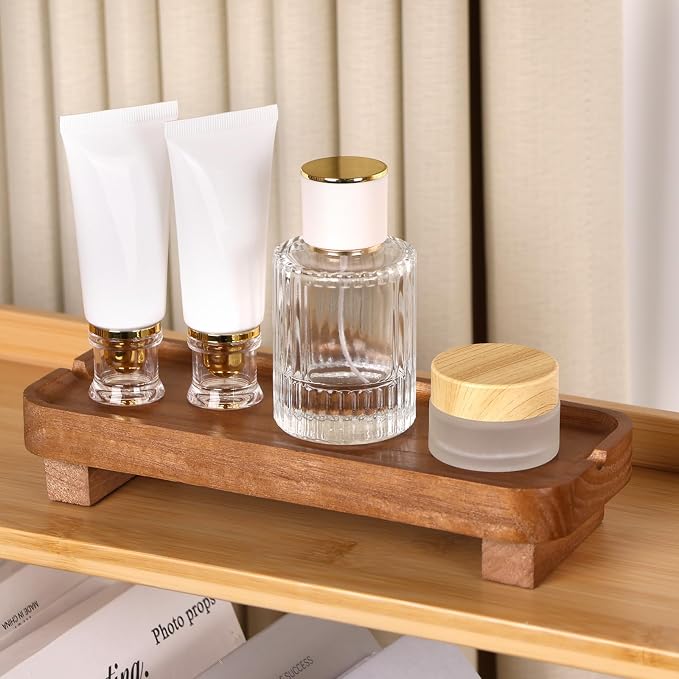 Wood Riser Small Decorative Tray Sink Soap Dish, Vanity Tray Pedestal Stand 8.7 - Image 6