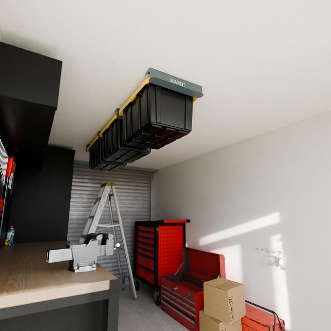 HANDT Overhead Garage Storage Rack, Connectable Heavy Duty Metal Ceiling Rails - Image 6