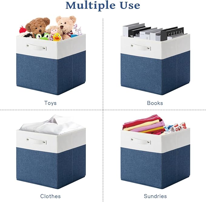 FinishingBo 13x13x13 Storage Cube Bins 6 Pack, Cube Shelf Baskets | Foldable - Image 5