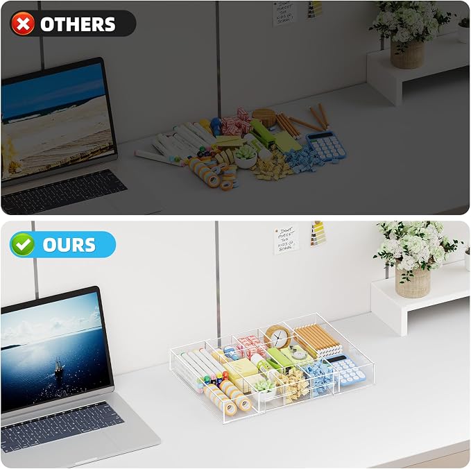 Marbrasse Acrylic Expandable Drawer Organizer, Desk Organizers and Accessories - Image 8